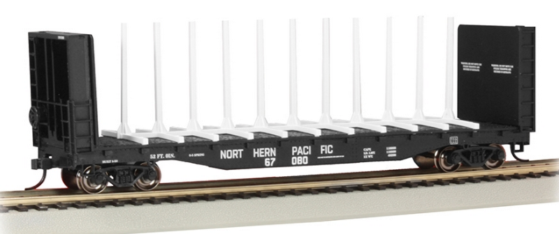 Bachmann HO 12904 52' Centerbeam Flat Car with Bulkheads, Northern Pacific