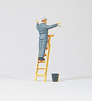 Preiser HO 28048 Individual Figure, Railroad Personnel, Passenger Car Window Washer with Ladder