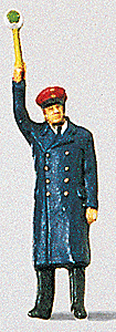 Preiser HO 28002 Individual Figure, Railway Personel, Platform Dispatcher with Signal Paddle