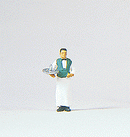 Preiser HO 28044 Individual Figure, Working People, Waiter with Serving Tray (White Uniform, Green Vest)