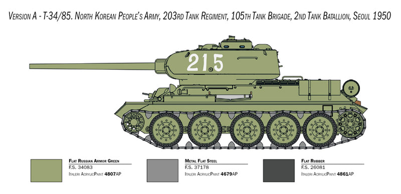 Italeri 6585 - SCALE 1 : 35 T-34/85 Korean War