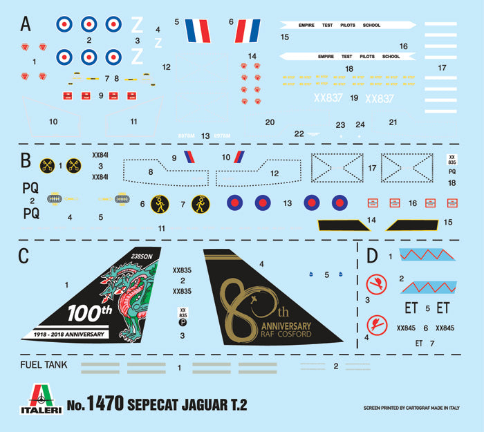 Italeri 1470 - SCALE 1 : 72 Jaguar T.2 R.A.F. Trainer