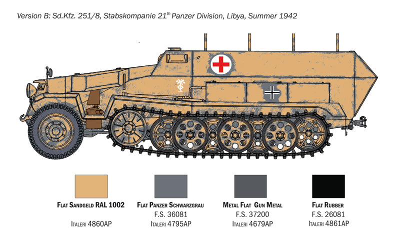 Italeri 7077 - SCALE 1 : 72 Sd.Kfz. 251/8 AMBULANCE