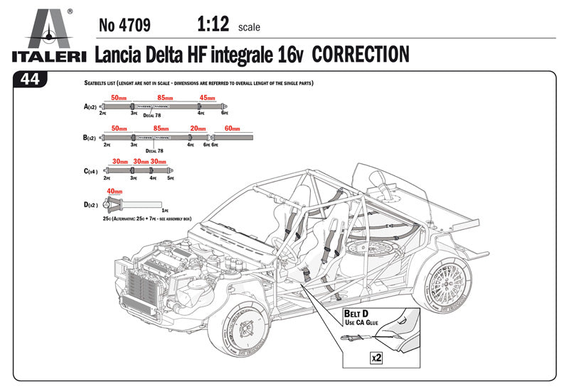 Italeri 4709 - SCALE 1 : 12 Lancia Delta HF integrale 16v