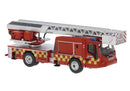 PREORDER Brekina HO PCX871079 Magirus M32L-AS Fire Ladder Truck, Assembled, Frederiksborg Brandwvaesen DK (red, white, yellow, Danish Lettering)