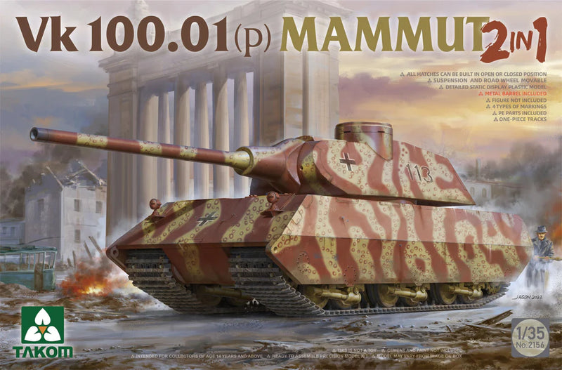 Takom Models - 2156 - 1:35 Vk 100.01(p) Mammut Tank (2 in 1) Kit