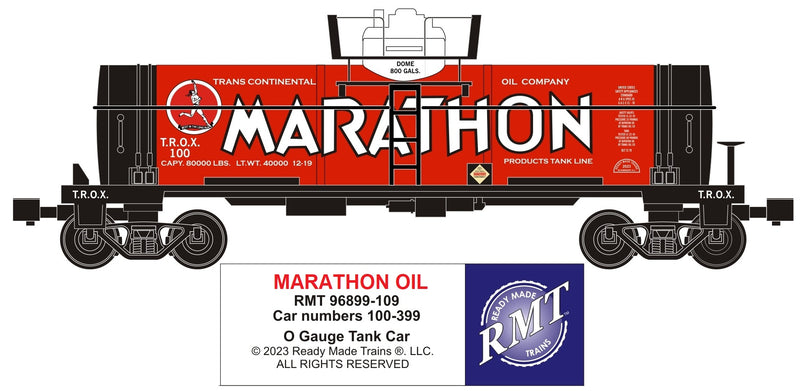 Ready Made Trains O 96899109 Single Dome Tank Car, Marathon