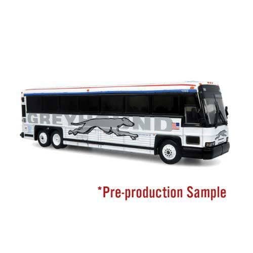 Iconic Replicas HO 870561 MCI D4000 Coach, Assembled, Greyhound (Shadow Trim Scheme, white, black, gray, red)