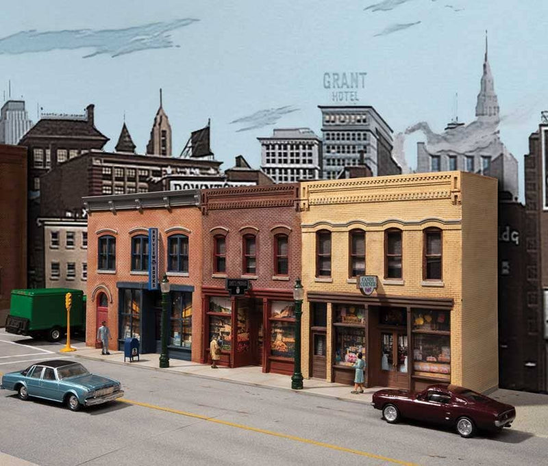 PREORDER Walthers Cornerstone HO 933-4072 Merchant Row Background Building Kit