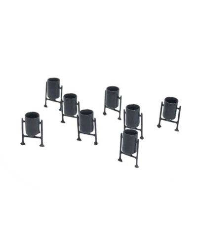 Kato N 085211014 Metal Trash Cans on Supports (8)