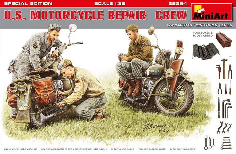 MiniArt 35284 US Motorcycle Repair Crew (3) 1:35