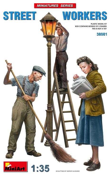 MiniArt 38081 Street Workers w/lamppost + Ladder 1:35