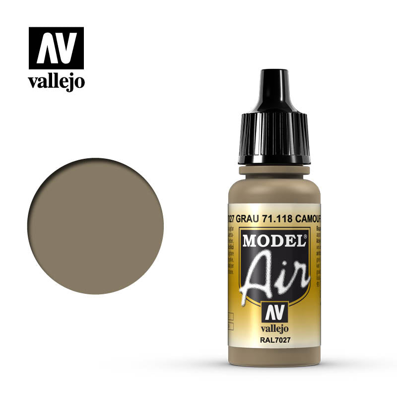 Vallejo Acrylic Paints 71118 Model Air Airbrush Paint, Camo Grey (17ml)