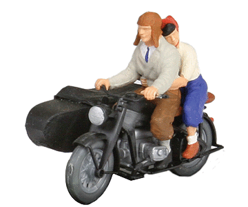 Preiser HO 28148 Motorcycle Zundapp KS 750, With Riders