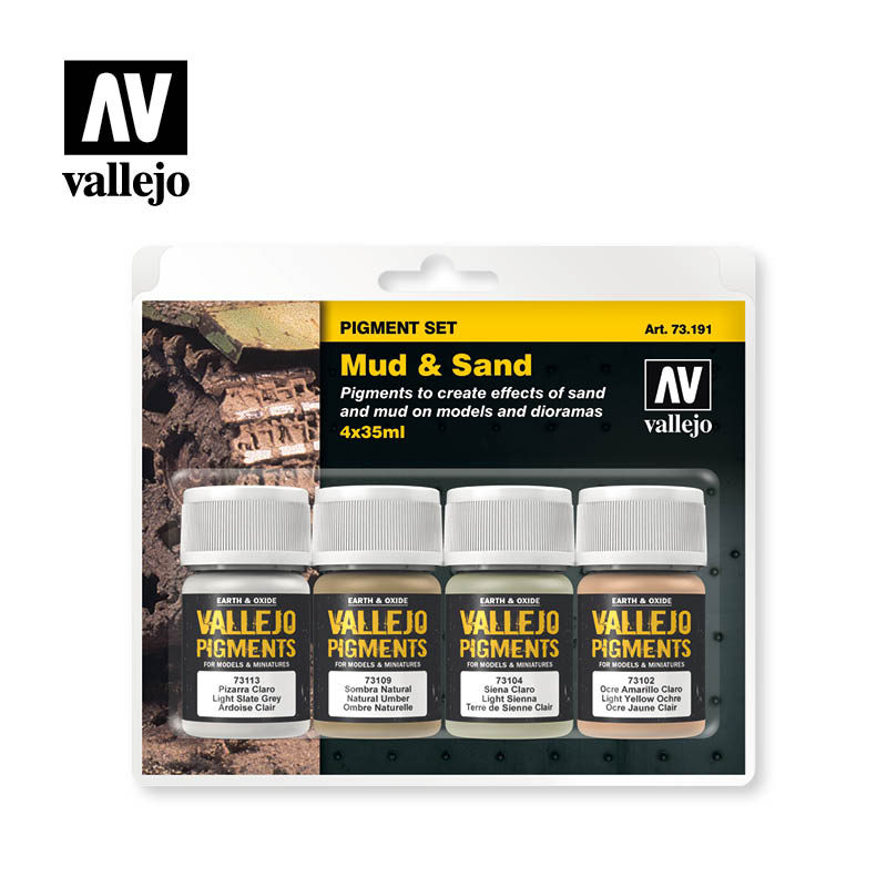 Vallejo Acrylic Paints 73191 Pigment Set, Mud & Sand
