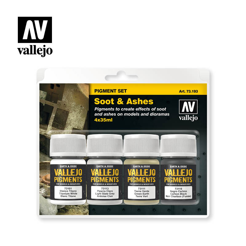 Vallejo Acrylic Paints 73193 Pigment Set, Soot & Ashes