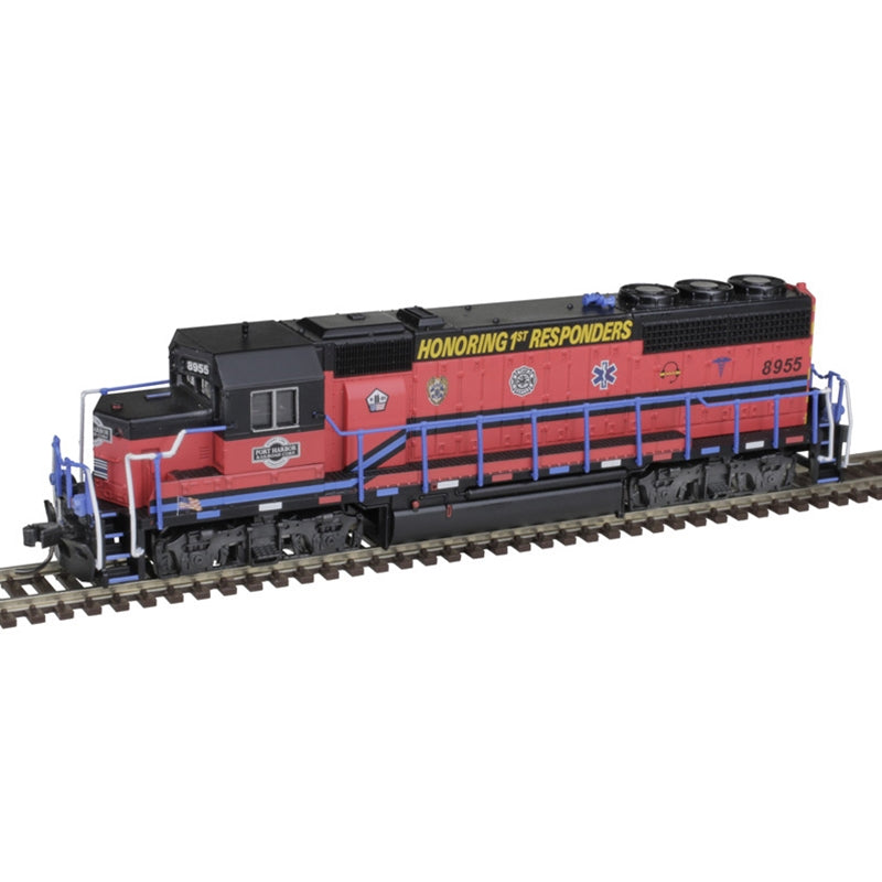 Atlas 40005261 N GP-40 SILVER PORT HARBOR "1ST RESPONDERS" 8955 (RED/WHITE/BLUE/BLACK) - WITH DITCH LIGHTS