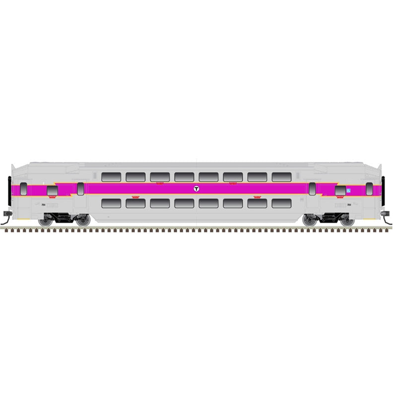 PREORDER Atlas 50006639 Multi-Level Commuter Coach Trailer - Ready to Run -- Massachusetts Bay Transportation Authority