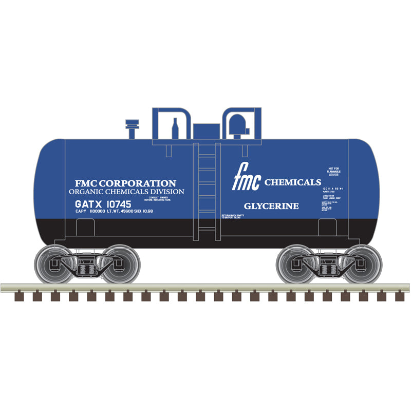 PREORDER Atlas 50006875 N 28' Beer Can Shorty Tank Car - Ready to Run -- FMC Chemicals GATX