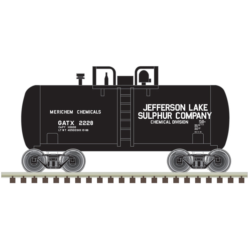 PREORDER Atlas 50006878 N 28' Beer Can Shorty Tank Car - Ready to Run -- Jefferson Lake Sulphur GATX