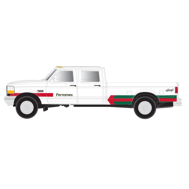 Atlas 60000160 1990s Ford(R) F-250 - F-350 Standard Cab Pickup Set - Assembled -- Ferromex (white, orange, green), N