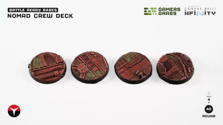 Gamers Grass Battle Ready Bases - Nomad Crew Deck - Round 40mm (4x) (Designed for Infinity)
