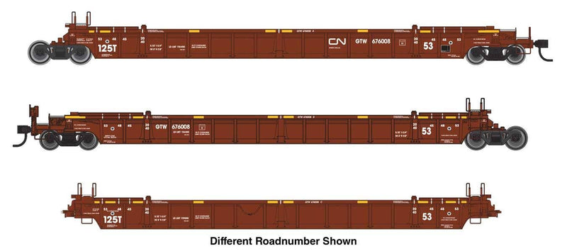 PREORDER Walthers Mainline HO 910-55822 NSC Articulated 3-Unit 53' Well Car, Canadian National GTW