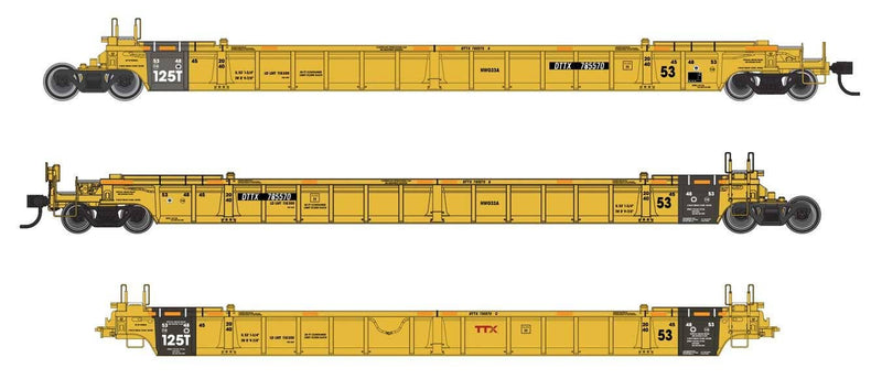 PREORDER Walthers Mainline HO 910-55826 NSC Articulated 3-Unit 53' Well Car, TTX