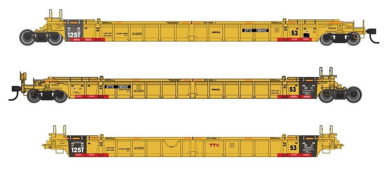 PREORDER Walthers Mainline HO 910-55829 NSC Articulated 3-Unit 53' Well Car, TTX