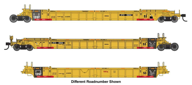 PREORDER Walthers Mainline HO 910-55830 NSC Articulated 3-Unit 53' Well Car, TTX