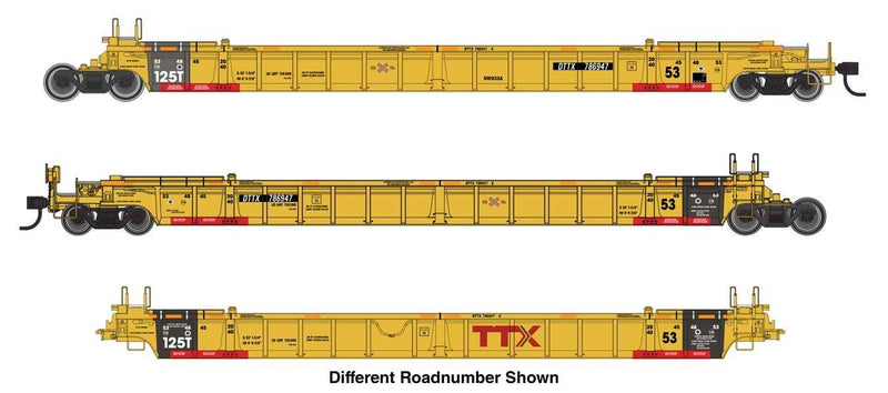 PREORDER Walthers Mainline HO 910-55833 NSC Articulated 3-Unit 53' Well Car, TTX