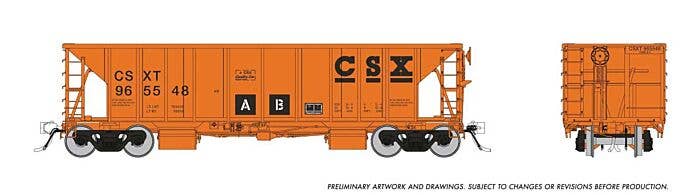 PREORDER Rapido HO 158019A NSC Ballast Hopper, CSXRandom from Set