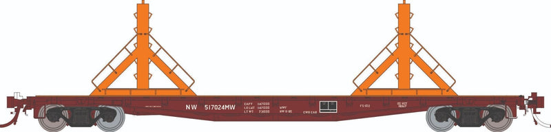 PREORDER Rapido HO 138406A F30D 50' Rail Flat Car , Norfolk & Western MOW