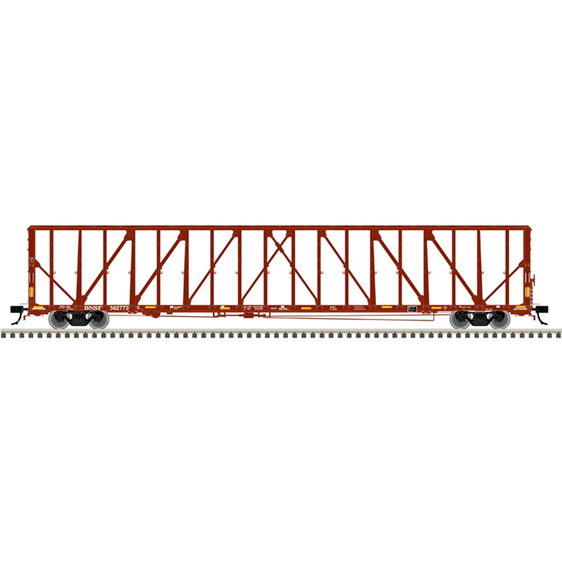 PREORDER Atlas O 3002788 73' Centerbeam/Center Divider Flatcar with Load, 2-Rail, Premier, Burlington Northern Santa Fe