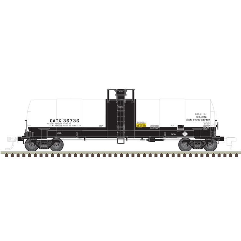 PREORDER Atlas 3007207 17,360-Gallon Tankcar - 3-Rail - Ready to Run -- GATX (white, black), O