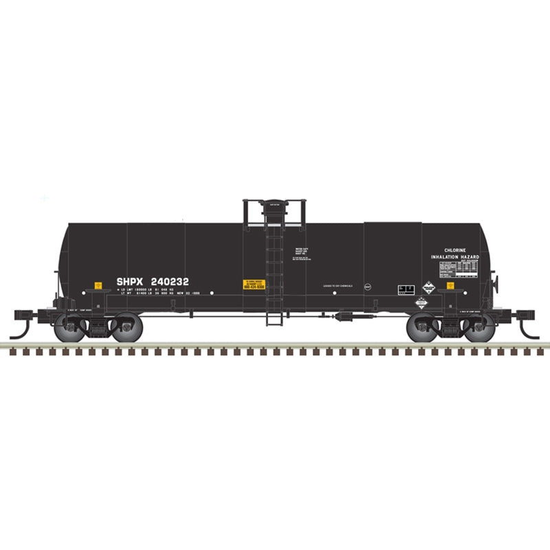 PREORDER Atlas 3007212 17,360-Gallon Tankcar - 3-Rail - Ready to Run -- Oxy Chemicals SHPX (black/white), O