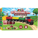 Train Enthusiast Vendors 42317-4 Old MacDonald's Farm Tractor Train Play Set, 8 Wood Play Pieces, 10 Wooden Track Sections