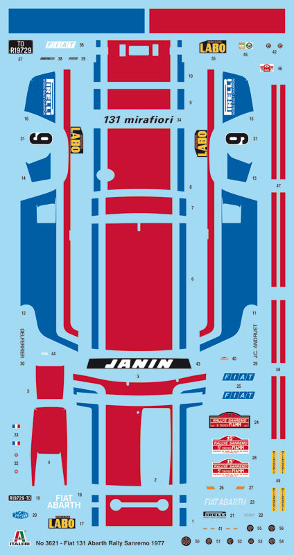 Italeri 3621 - SCALE 1 : 24 Fiat 131 Abarth 1977 Sanremo Rally Winner