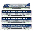 Kato N 106-9001 Pacific Surfliner Base Train-Only Set, Standard DC, Amtrak SC-44 Charger, 2 Coaches, Cab Car (blue, silver)