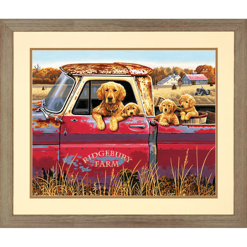 Paint Works Paint by Number 91525 Golden Retrivers in Pickup Lg