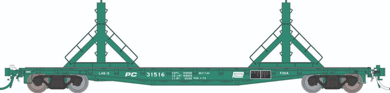 PREORDER Rapido HO 138407A F30D 50' Rail Flat Car , Penn Central MOW