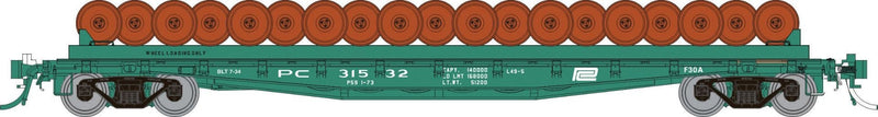 PREORDER Rapido HO 138506A F30D 50' Wheel Flat Car, Penn Central MOW
