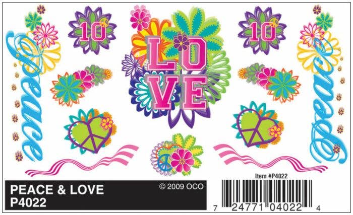 Woodland Scenics P4022 PineCar Dry Transfer Decals, Peace & Love