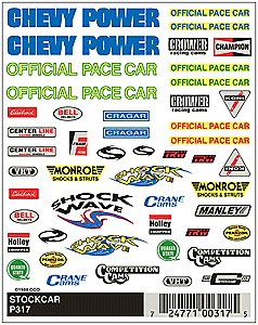 Woodland Scenics P317 PineCar Dry Transfers, NASCAR