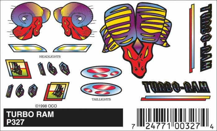 Woodland Scenics P327 PineCar Stick-On Decals, Turbo Ram