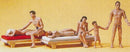 Preiser HO 10439 Nude Bathers with 2 Lounge Chairs (6)