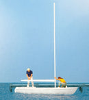 Presier HO 10680 Korsar Sailboat with Sailors Unrigging the Sails, Sails Down