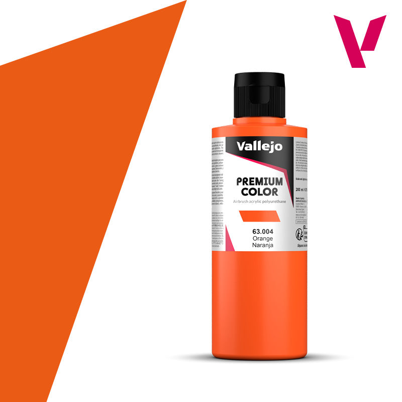 Vallejo Acrylic Paints 63004 Premium Color, Orange Opaque (200ml)