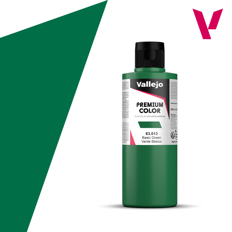 Vallejo Acrylic Paints 63013 Premium Color, Basic Green Opaque (200ml)