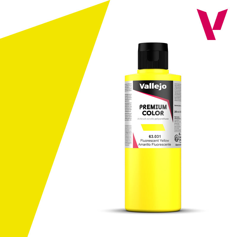 Vallejo Acrylic Paints 63031 Premium Color, Yellow Fluorescent (200ml)